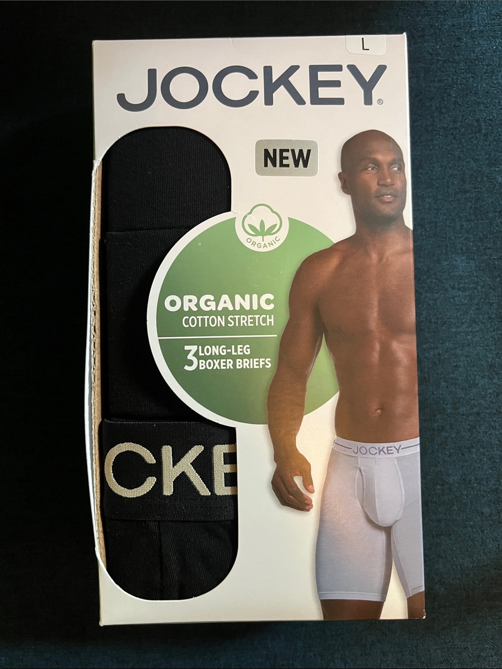 Jockey Black Organic Cotton Stretch Long-Leg Boxer Briefs - Single Pair